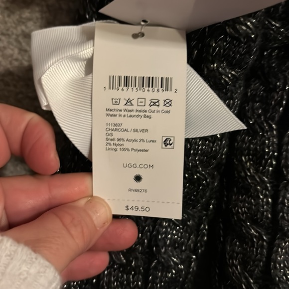 NWT Laila Bow Fleece Lined Sock charcoal silver w/ adorable bow. Shoe size 5-10 - Picture 8 of 16